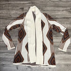 Love 21 Cream and Brown Patterned Blazer